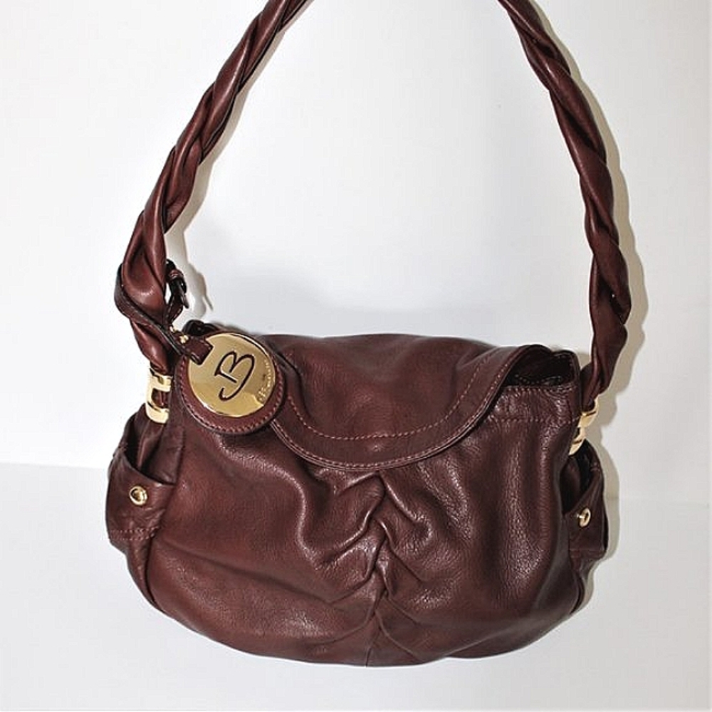 B. Makowsky Brown Leather Medium Shoulder Bag